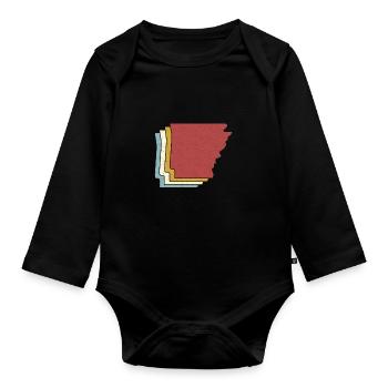 US State - Vintage Map Arkansas - Organic Longsleeve Baby Bodysuit - black - Front