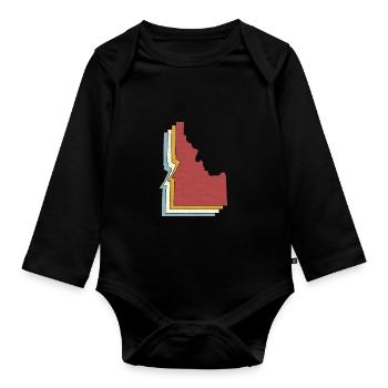 État des États-Unis - Carte vintage Idaho - Body Bébé bio manches longues - noir - Devant