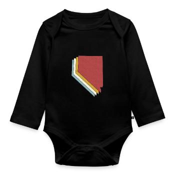 USA State - Vintage Map Nevada - Organic Longsleeve Baby Bodysuit - black - Front