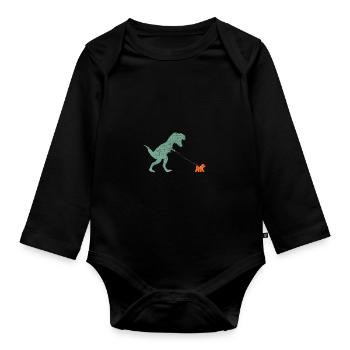Vintage T-Rex - Organic Longsleeve Baby Bodysuit - black - Front