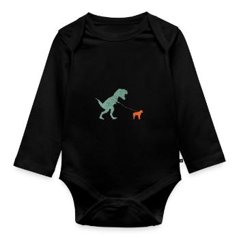 Vintage T-Rex - Organic Longsleeve Baby Bodysuit - black - Front