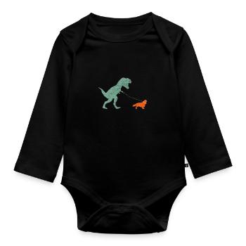 Vintage T-Rex - Body Bébé bio manches longues - noir - Devant