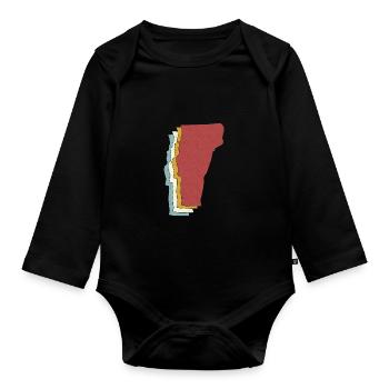 USA State - Vintage Map Vermont - Organic Longsleeve Baby Bodysuit - black - Front