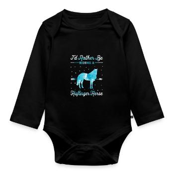 Riding On A Haflinger Horse - Organic Longsleeve Baby Bodysuit - black - Front