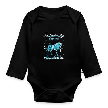 Riding an Appaloosa Horse - Organic Longsleeve Baby Bodysuit - black - Front