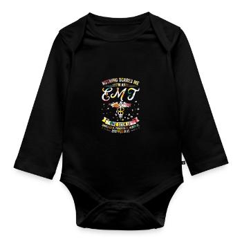 Nothing scares me - EMT - Organic Longsleeve Baby Bodysuit - black - Front
