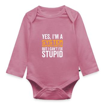 Stupid - Administrateur système - Body Bébé bio manches longues - mauve - Devant