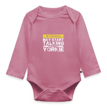 Talk about Yorkie - Organic Longsleeve Baby Bodysuit - mauve - Front