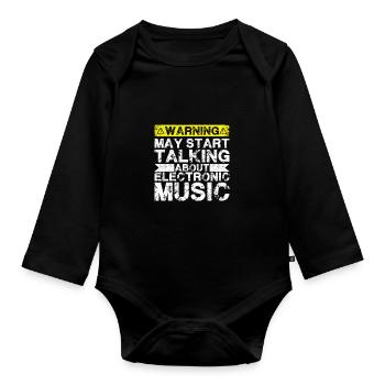 Talking about electronic music - Organic Longsleeve Baby Bodysuit - black - Front
