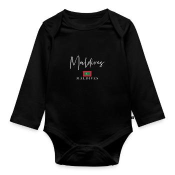 Vacances avec drapeau grec - Île des Maldives - Body Bébé bio manches longues - noir - Devant