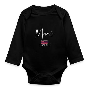 Urlaub Mit Griechenland-Flagge - Insel Maui - Baby Bio-Langarm-Body - Schwarz - Vorne