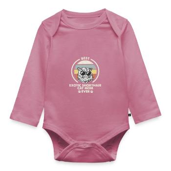 Cat Mama - Exotic Shorthair Cat - Organic Longsleeve Baby Bodysuit - mauve - Front