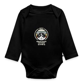 Cat Dad - Himalaya Katze - Baby Bio-Langarm-Body - Schwarz - Vorne