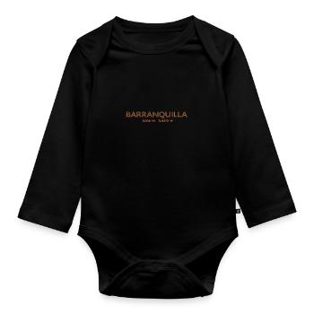 Colombia Stadt Koordinaten - Barranquilla - Baby Bio-Langarm-Body - Schwarz - Vorne