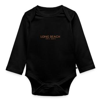USA City Coordinates - Long Beach - Organic Longsleeve Baby Bodysuit - black - Front