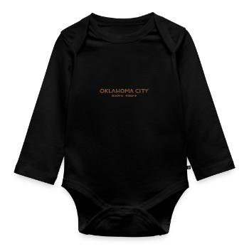 USA Stadt Koordinaten - Oklahoma City - Baby Bio-Langarm-Body - Schwarz - Vorne