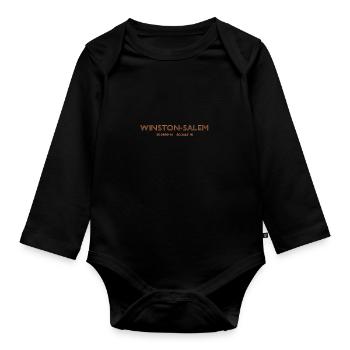 USA City Coordinates - Winston-Salem - Organic Longsleeve Baby Bodysuit - black - Front