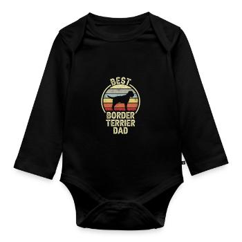 Best Dog Dad - Border Terrier - Organic Longsleeve Baby Bodysuit - black - Front