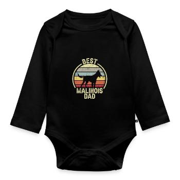 Best Dog Dad - Malinois - Organic Longsleeve Baby Bodysuit - black - Front