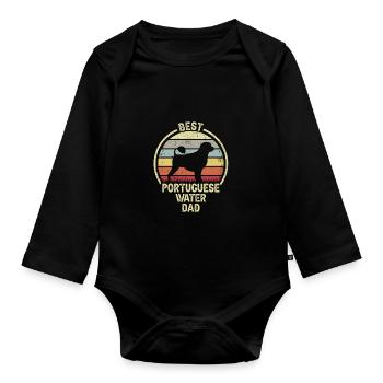 Best Dog Father - Portuguese Water Dog - Organic Longsleeve Baby Bodysuit - black - Front