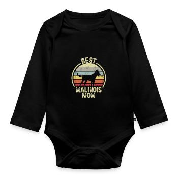 Dog Mom - Malinois - Organic Longsleeve Baby Bodysuit - black - Front