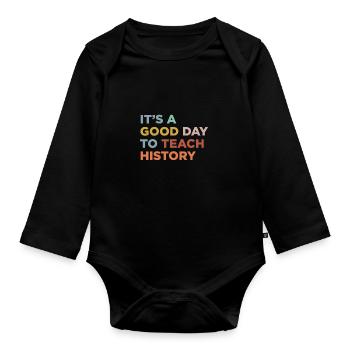 Enseigner l’histoire - Body Bébé bio manches longues - noir - Devant