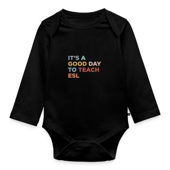 Teaching ESL teachers - Organic Longsleeve Baby Bodysuit - black - Front