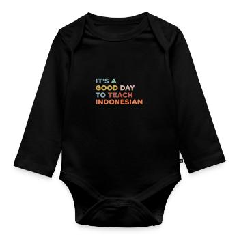 Enseigner aux enseignants indonésiens - Body Bébé bio manches longues - noir - Devant
