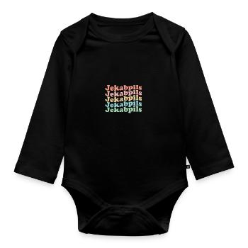 Vintage 70er Hippie Latvia Stadt - Retro Jēkabpils - Baby Bio-Langarm-Body - Schwarz - Vorne