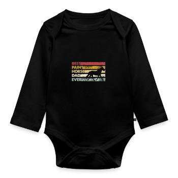 Bester Vater Aller Zeiten - Malen Sie Pferd - Baby Bio-Langarm-Body - Schwarz - Vorne