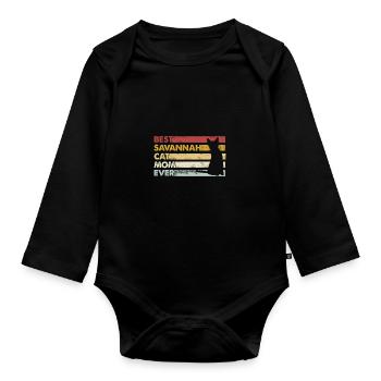 Beste Mutter Aller Zeiten - Savannah Katze - Baby Bio-Langarm-Body - Schwarz - Vorne