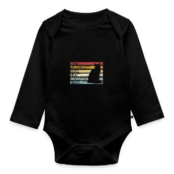 Best Mother Ever - Turkish Van Cat - Organic Longsleeve Baby Bodysuit - black - Front