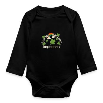 Kiss Me - St. Patrick's Day Drammen - Organic Longsleeve Baby Bodysuit - black - Front