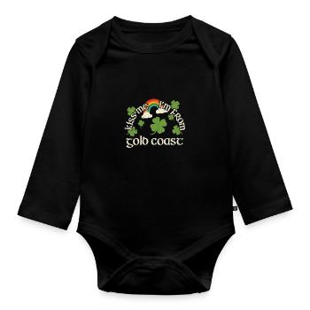 Kiss Me - St. Patrick's Day Gold Coast - Organic Longsleeve Baby Bodysuit - black - Front