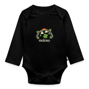 Kiss Me - St. Patrick's Day Majuro - Organic Longsleeve Baby Bodysuit - black - Front