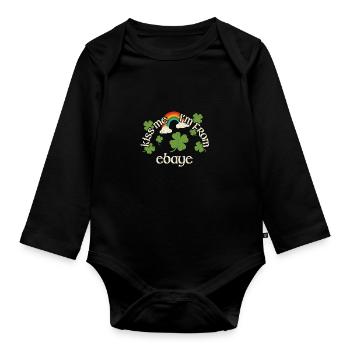 Kiss Me - St. Patrick's Day Ebaye - Organic Longsleeve Baby Bodysuit - black - Front
