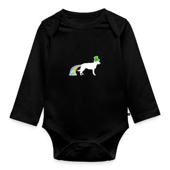 St. Patrick's Dog - Belgian Shepherd - Organic Longsleeve Baby Bodysuit - black - Front