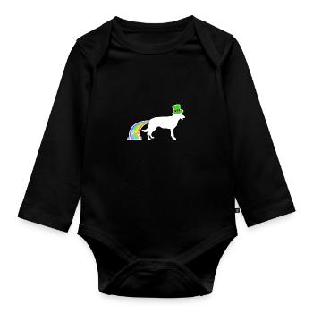 St. Patricks Hund - Belgischer Schäferhund - Baby Bio-Langarm-Body - Schwarz - Vorne