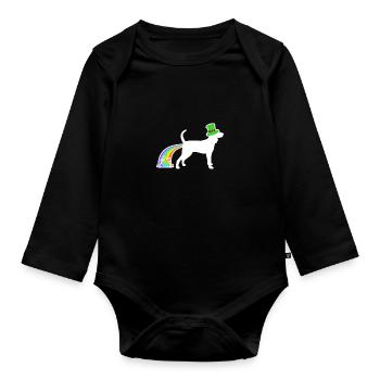 St. Patrick's Dog - Black Tan Coonhound - Organic Longsleeve Baby Bodysuit - black - Front