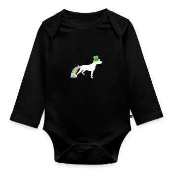 St. Patrick's Dog - Pitbull - Organic Longsleeve Baby Bodysuit - black - Front