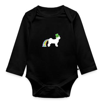 St. Patrick's Dog - Tibetan Terrier - Baby Bio-Langarm-Body - Schwarz - Vorne