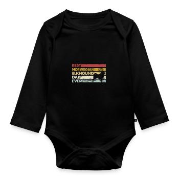 Best father ever - Norwegian Elkhound - Organic Longsleeve Baby Bodysuit - black - Front