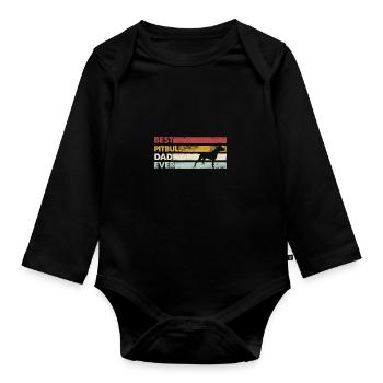 Bester Vater Aller Zeiten - Pitbull - Baby Bio-Langarm-Body - Schwarz - Vorne