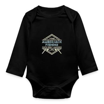 Reely Amusing – Amberjack Fishing - Organic Longsleeve Baby Bodysuit - black - Front