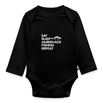 Manger dormir répéter – Pêche à la sériole - Body Bébé bio manches longues - noir - Devant