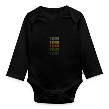 70s Retro Name Vintage Personalized Tom - Organic Longsleeve Baby Bodysuit - black - Front