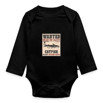 Gesuchter Fisch - Welsangeln - Baby Bio-Langarm-Body - Schwarz - Vorne