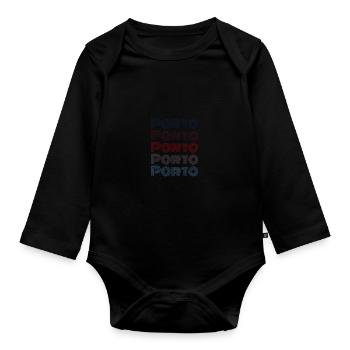 Vintage Portugal City - Porto rétro - Body Bébé bio manches longues - noir - Devant