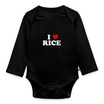 Herz Farmer - Ich Liebe Rice - Baby Bio-Langarm-Body - Schwarz - Vorne
