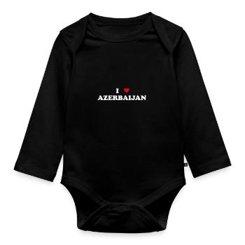 Herz Land Staat - Ich Liebe Azerbaijan - Baby Bio-Langarm-Body - Schwarz - Vorne